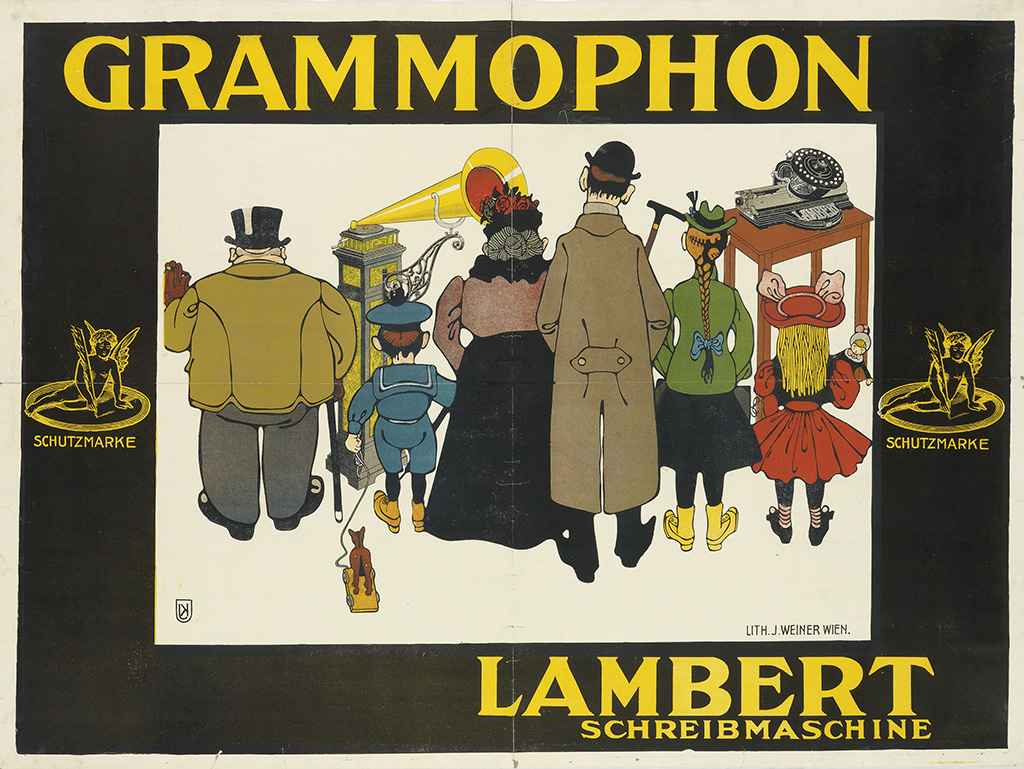 JULIUS KLINGER (1876-1942). GRAMMOPHON / LAMBERT. Circa 1902. 36x50 inches, 93x127 cm. J. Weiner, Vienna.